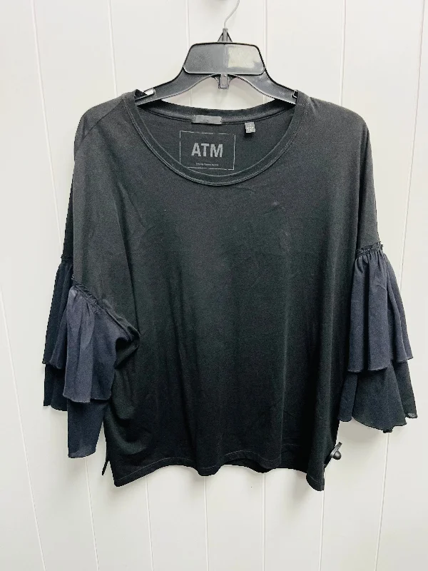 women's tops for those who appreciate subtle and muted tonesTop Short Sleeve By Atm In Black, Size: L