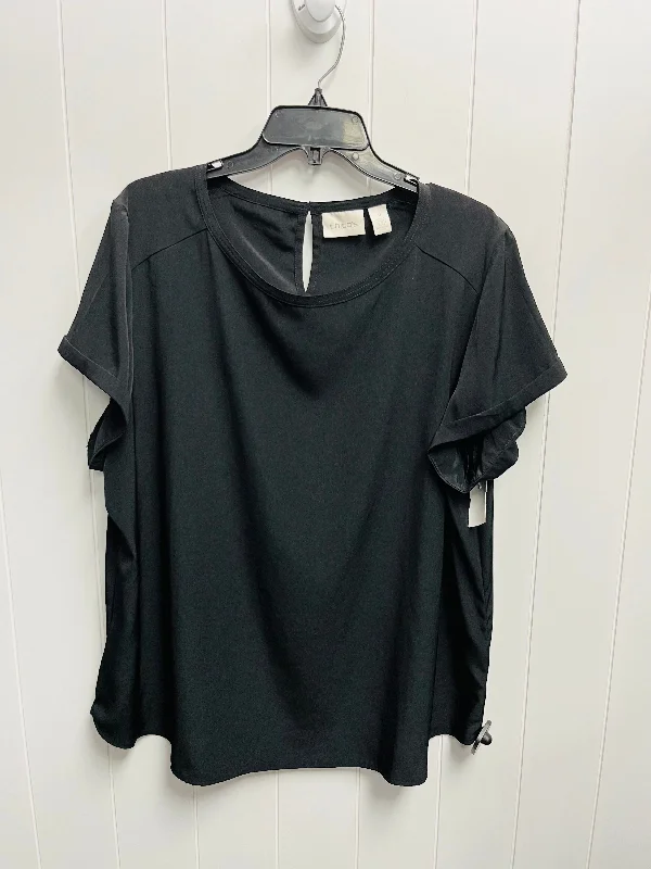 women's tops for evening soireesTop Short Sleeve By Chicos In Black, Size: 1x