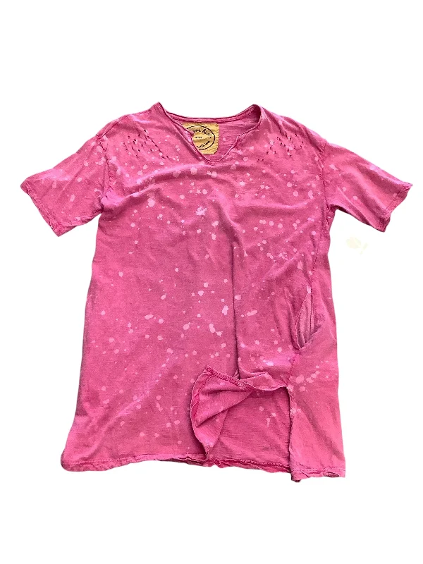 satin women's topsTop Short Sleeve By Cmb In Pink, Size: S