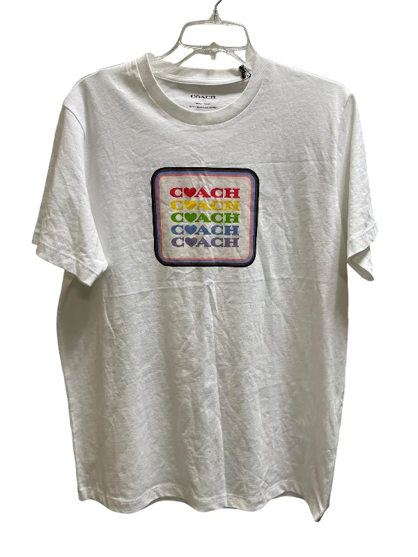 women's tops for those who appreciate subtle and muted tonesTop Short Sleeve By Coach In White, Size: M