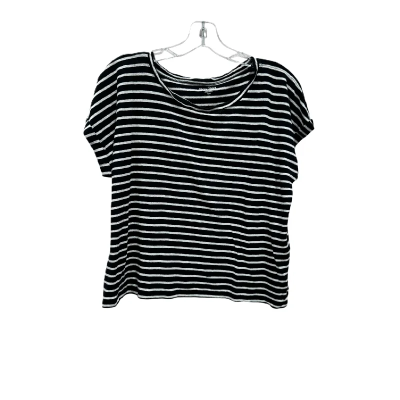 women's tops with sheer overlaysTop Short Sleeve By Eileen Fisher In Black & White, Size: M