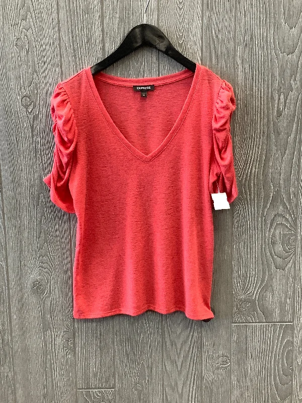 women's tops with cold-shoulder cuts and lace detailingTop Short Sleeve By Express In Orange, Size: M