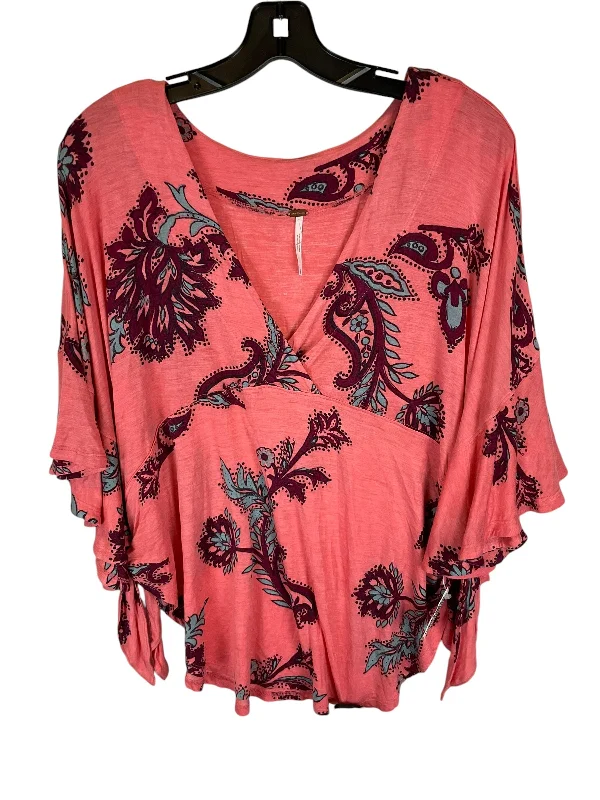 women's tops with ruffled hemsTop Short Sleeve By Free People In Pink, Size: S