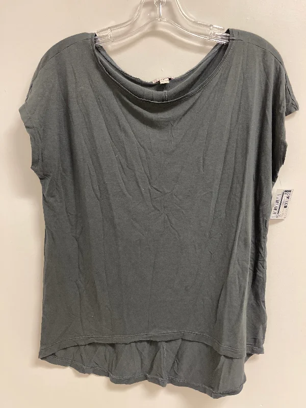 women's tops with embroidery detailsTop Short Sleeve By Gap In Grey, Size: S