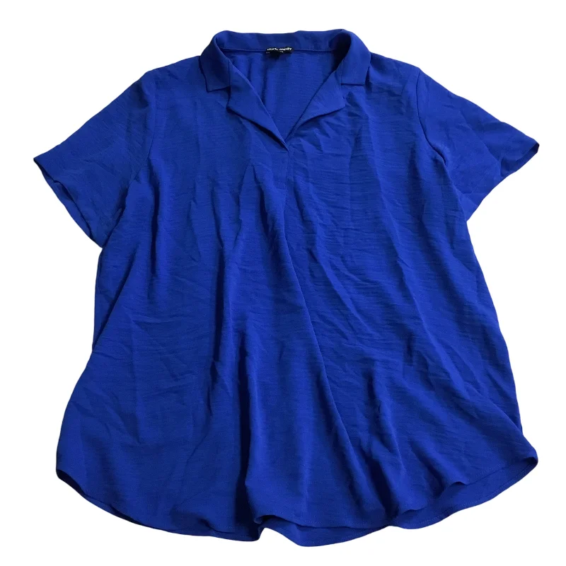 women's tops for minimalist aestheticsTop Short Sleeve By Hilary Radley In Blue, Size: Xl