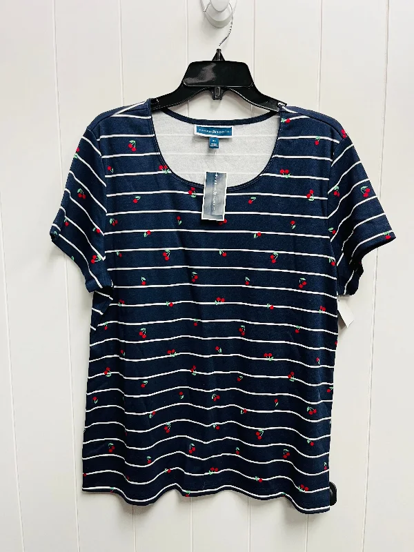 women's tops for those who want to make a fashion statementTop Short Sleeve By Karen Scott In Blue & Red & White, Size: Xl