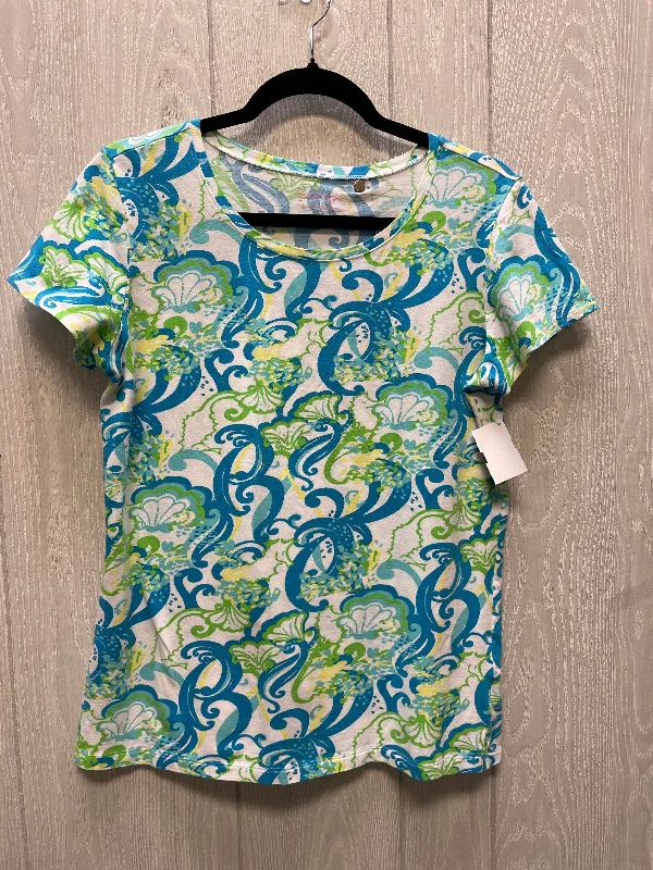 women's tops for maximalist fashion loversTop Short Sleeve By Lilly Pulitzer In Blue & Green, Size: L