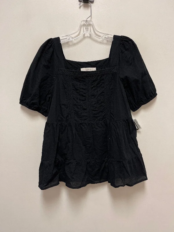 women's tops for those who appreciate subtle and muted tonesTop Short Sleeve By Loft In Black, Size: S