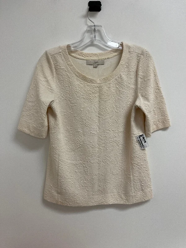 women's tops for those who love to mix and match prints and patternsTop Short Sleeve By Loft In Cream, Size: S