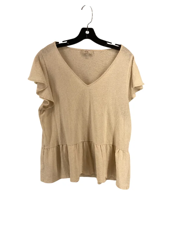 women's stylish topsTop Short Sleeve By Loft In Cream, Size: Xl