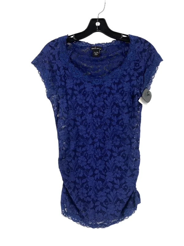 women's tops with floral printsTop Short Sleeve By Moda Intl In Blue, Size: S