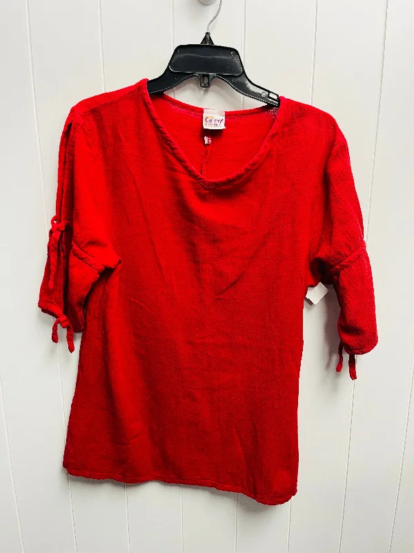 women's tops for relaxed weekendsTop Short Sleeve By Oh My Gauze In Red, Size: S