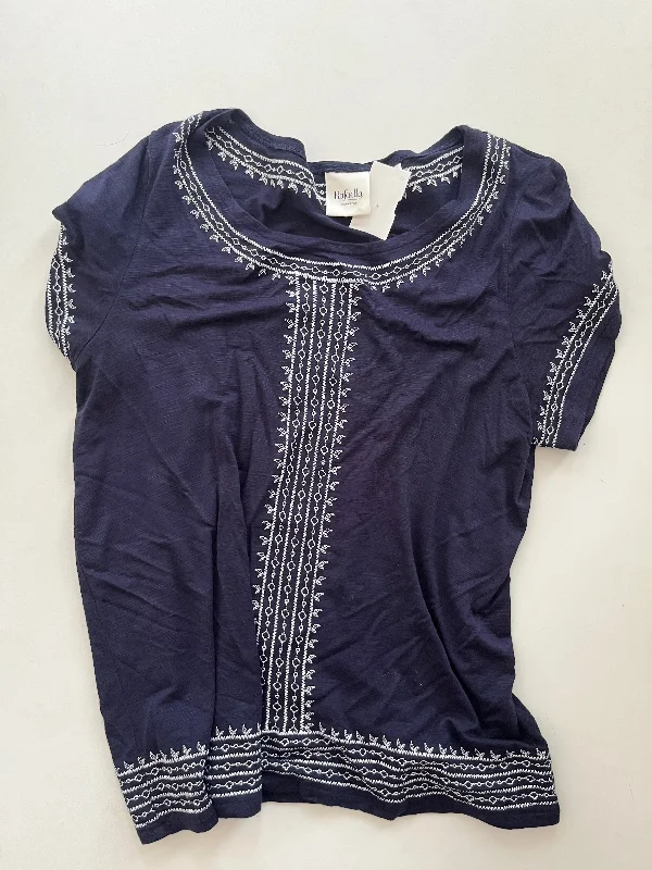 women's tops made from cottonTop Short Sleeve By Rafaella In Navy, Size: S