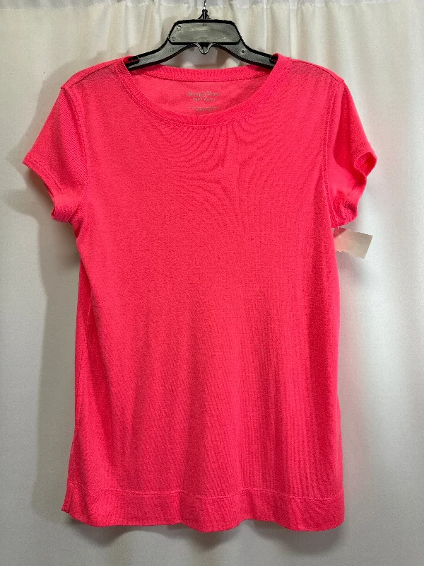 women's tops for cozy nights inTop Short Sleeve By Simply Vera In Pink, Size: L