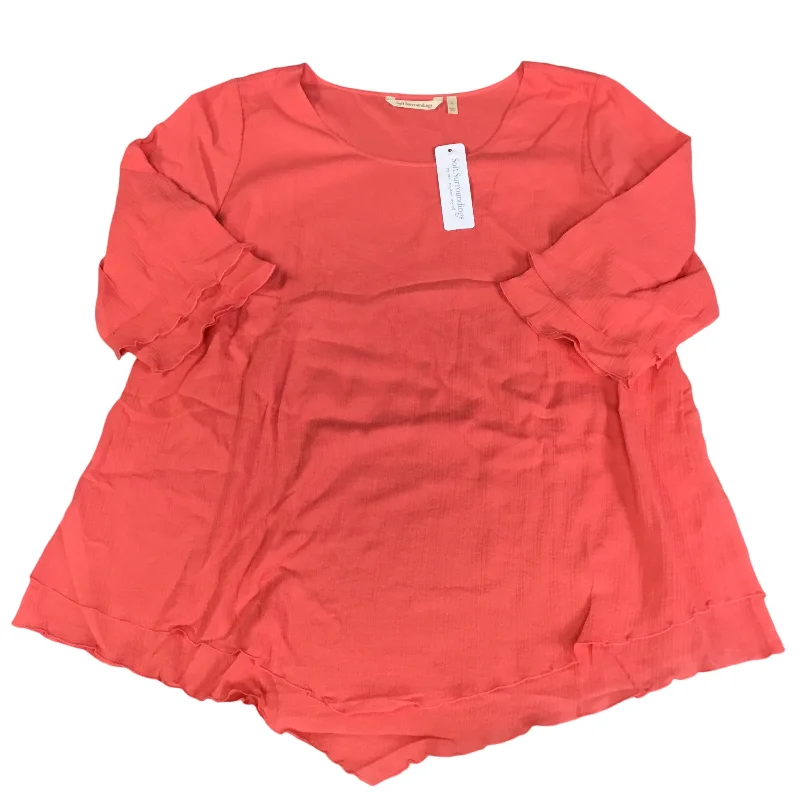 women's tops with cold-shoulder cutsTop Short Sleeve By Soft Surroundings In Coral, Size: L