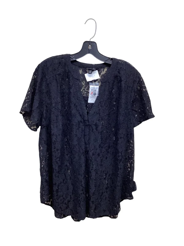 women's tops with sequin embellishmentsTop Short Sleeve By Torrid In Black, Size: Xl