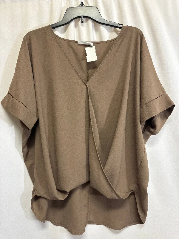 women's tops for those who seek both style and comfortTop Short Sleeve By Zenana Outfitters In Brown, Size: 1x