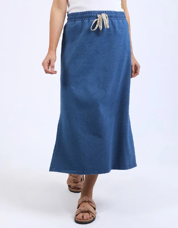 women's button-down skirtsTravel Skirt - Denim Blue