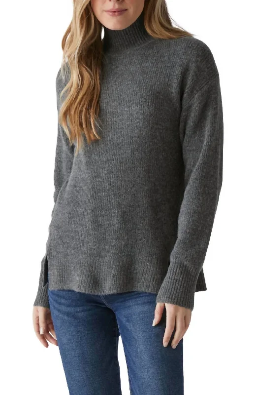 Wholesale Chunky SweatersZion Mock Neck Sweater In Charcoal